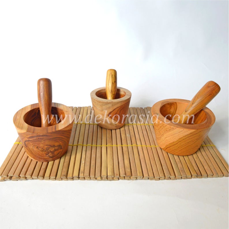 Teak Wood Mortar Size Dia 4.2 to 6 Inches | Kitchenware | Free Shipping